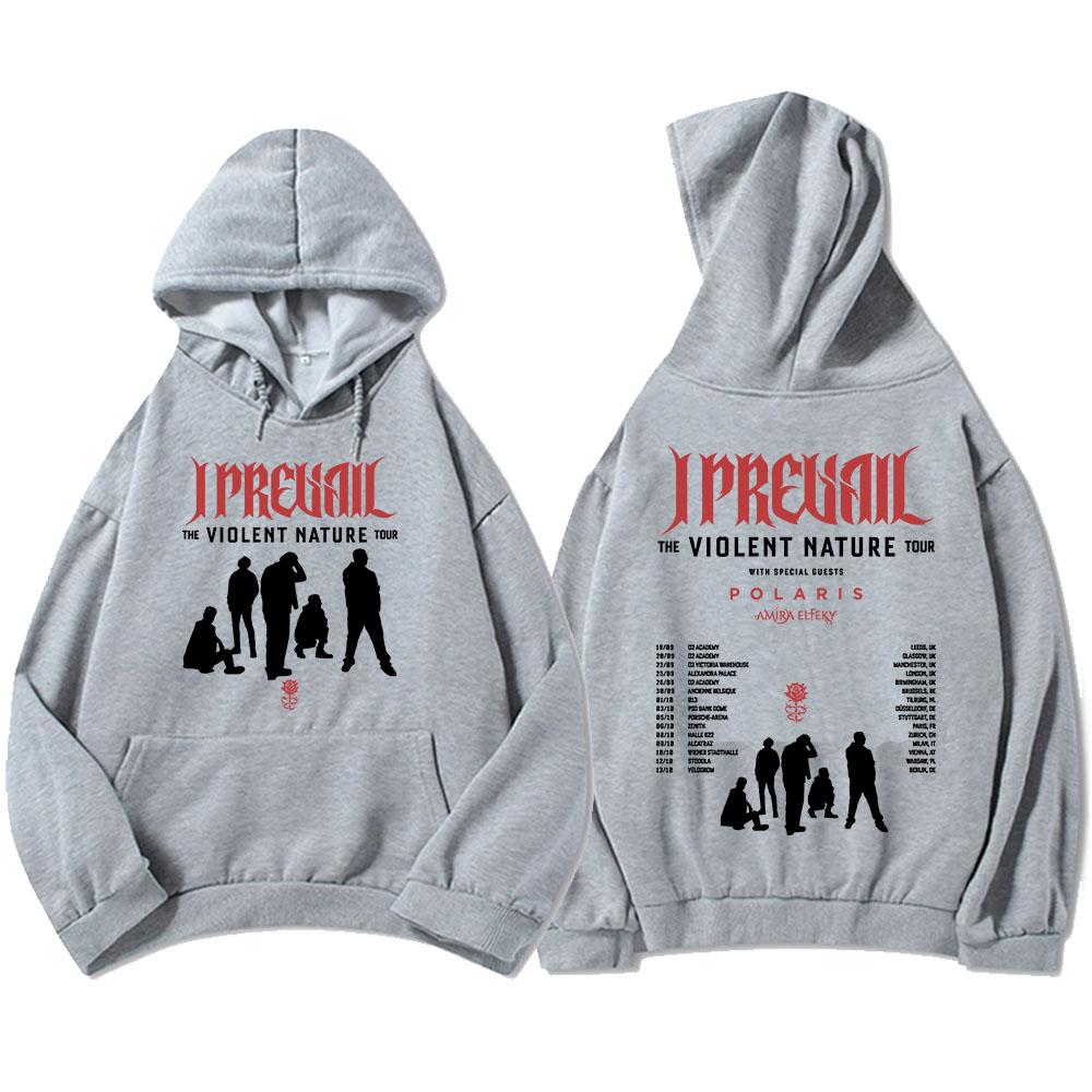 I Prevail VIOLENT NATURE Tour 2026 Hoodies Fashion Long Sleeve Winter Hooded Sweatshirts Punk Band Graphic Print Pullovers