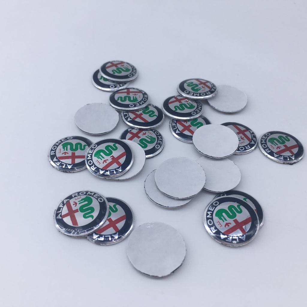 BQVLT1 2pcs11mm 14mm 15mm ForAlfa Romeo 159 147 156 Giulietta GT Aluminium Car Key Emblem StickersMito Brera Giulia F1 Stelvio Volante
