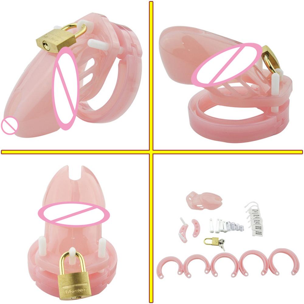 5 dimensioni Anelli Gabbia di castità Giocattoli del sesso maschile Dispositivo di castità maschile piccolo o standard Gabbia per cazzi Blocco in ottone Chiusura erotica uretrale