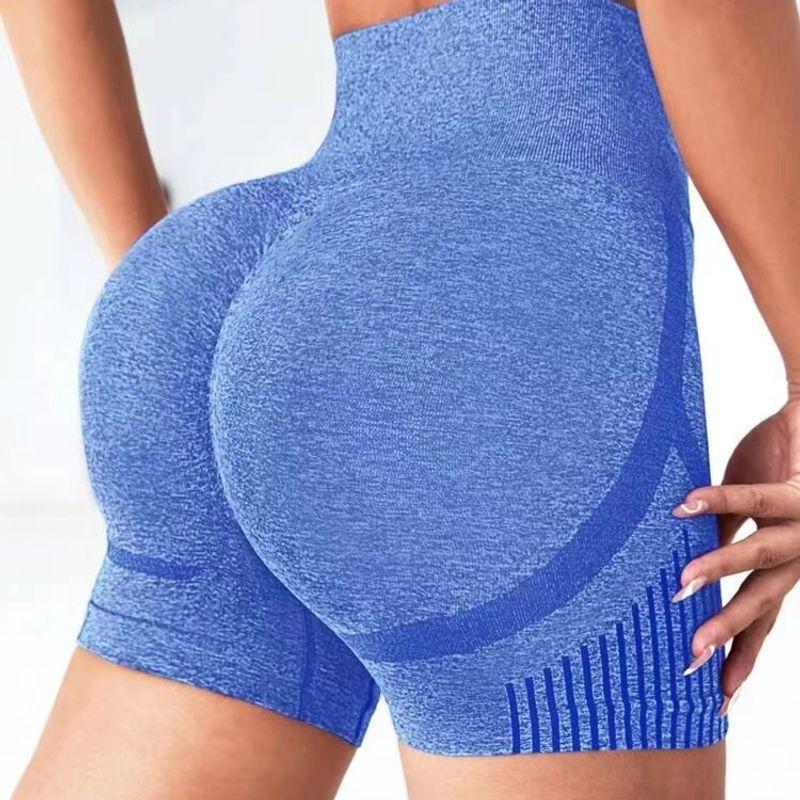 

Outwear Women s High Waist Yoga Shorts Running Training Sports Breathable Quick-Drying Peach Hip Fitness Tight Shorts Blue S