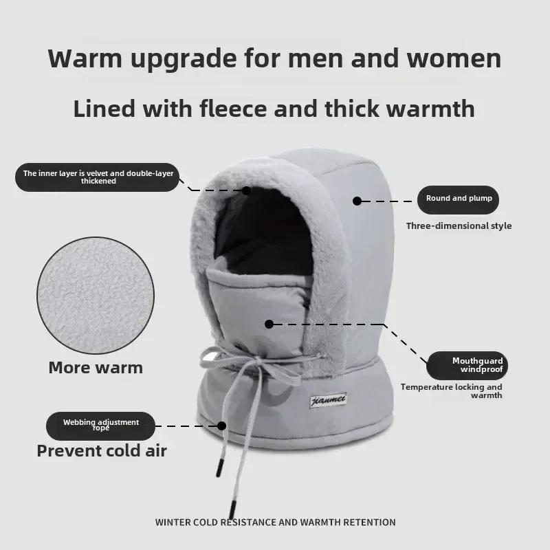 4 In 1 Thermal Balaclava Scarf Winter Windproof Hood Plush Neck Warmer Ski Face Mask for Outdoor Cold Weather Activities