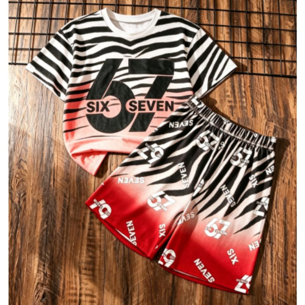 

Men s Set 67 Number Printed Men s T-shirt and Shorts 2 Piece Set Summer Street Casual Outdoor Sports Men s and Women s T-shirt Sets XXS