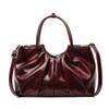 Vintage Pleated Women Crossbody Bag Fashion Pu Leather Tote Bucket Bag Large Capacity Commuting Shoulder Handbag