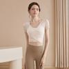 Mesh yoga clothes top women's 1011 new summer fitness clothes Pilates new short-sleeved wholesale with chest pads