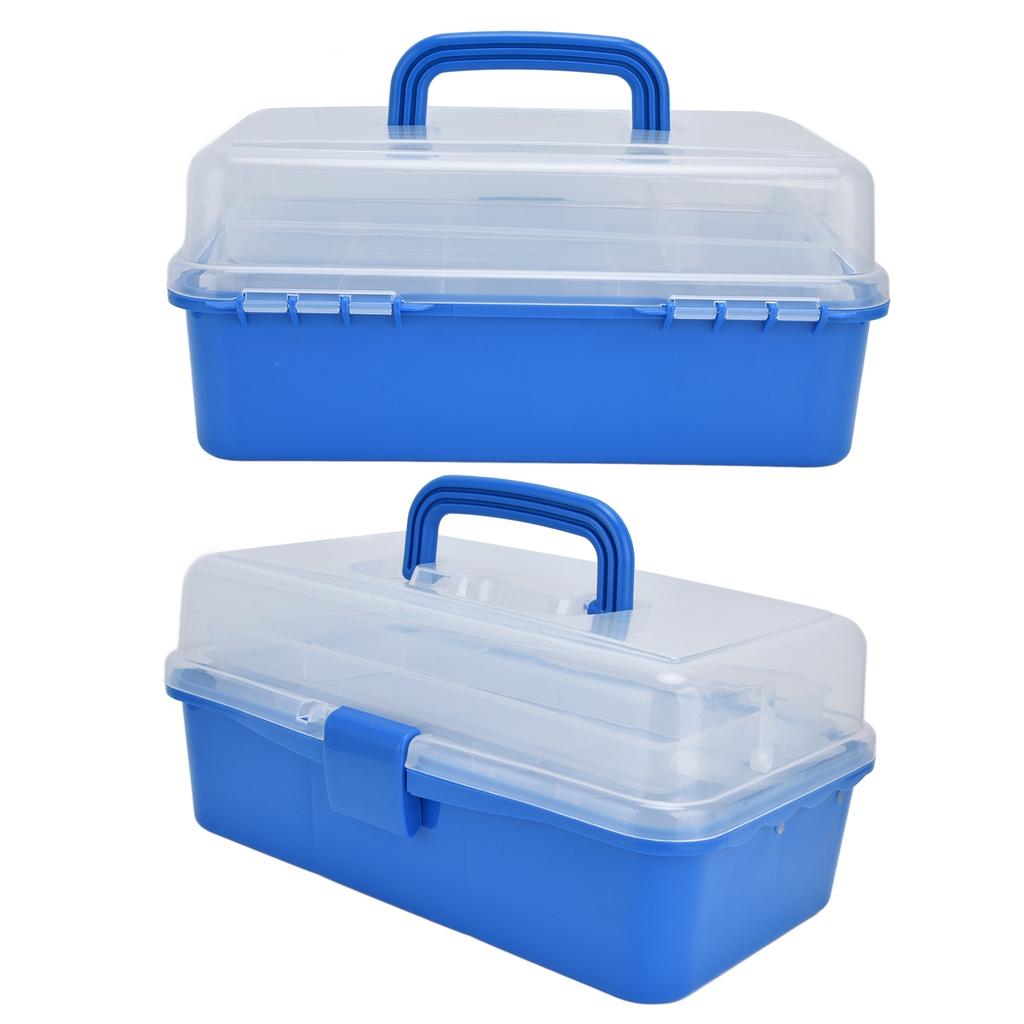 Förvaringslåda i plast Portabel 3-lagers Vikbar Handhållen Verktygsorganisatör med Transparent Lock