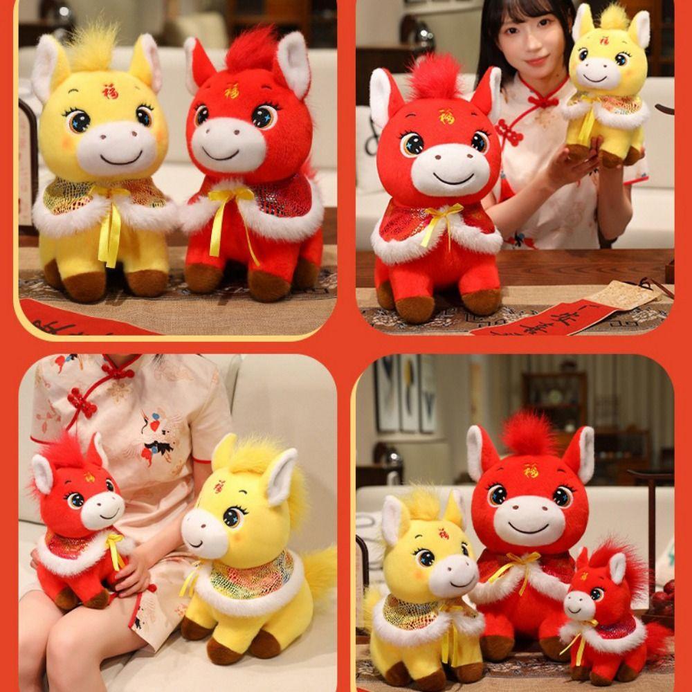 With Flower Horse Mascot Stuffed Animal Soft Horse Plush Doll Pentant Year of Horse