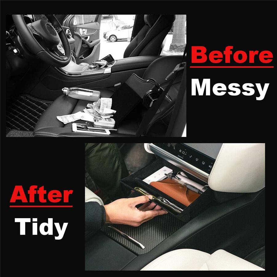 Carbon Fiber Look Center Console Storage Box Organizer Drawer Tray Fit For Tesla Model X/S