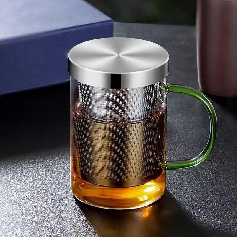 Set of 3 High Borosilicate Glass Tea Infuser Cups with Stainless Steel Filter