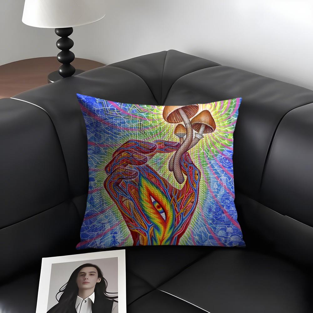

AAlex GreyY Psychedelic Art Cushion Cover Natural Linen Organic Fabric DoubleSided Printing Sofa Home Decor Gift Pillow Case 30x30cm
