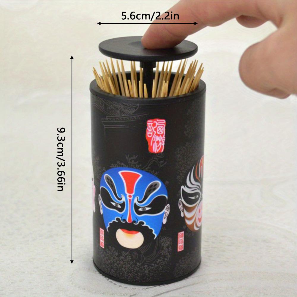 1pc Chinese mask press dust-proof toothpick holder, used in family living room, kitchen and dining room, strong and safe toothpick storage box