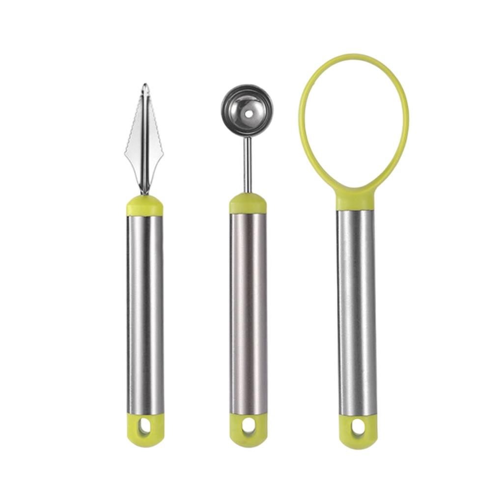 Stainless Steel Fruit Scoop Set 3 Pieces Multi Functional Melon Baller Ice Cream Scoop Kitchen Tool Durable Fruit Ball Scooper
