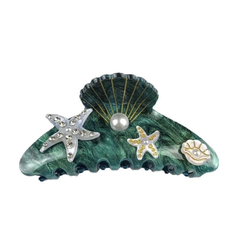 Elegancka spinka do włosów z cyrkoniami w kształcie rozgwiazdy i muszelkowa klamra do upięć