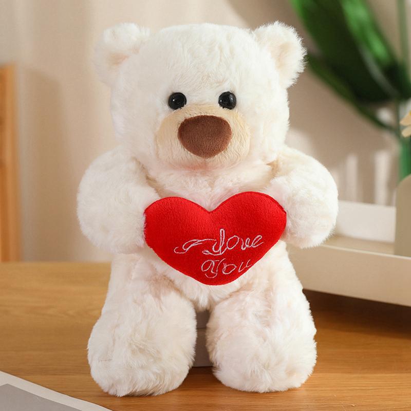 Peluche Orso Cartone Animato Romantico Ripieno Dice Amore Tenendo Cuore Rosso Rosa Bambola Regalo San Valentino Fidanzata