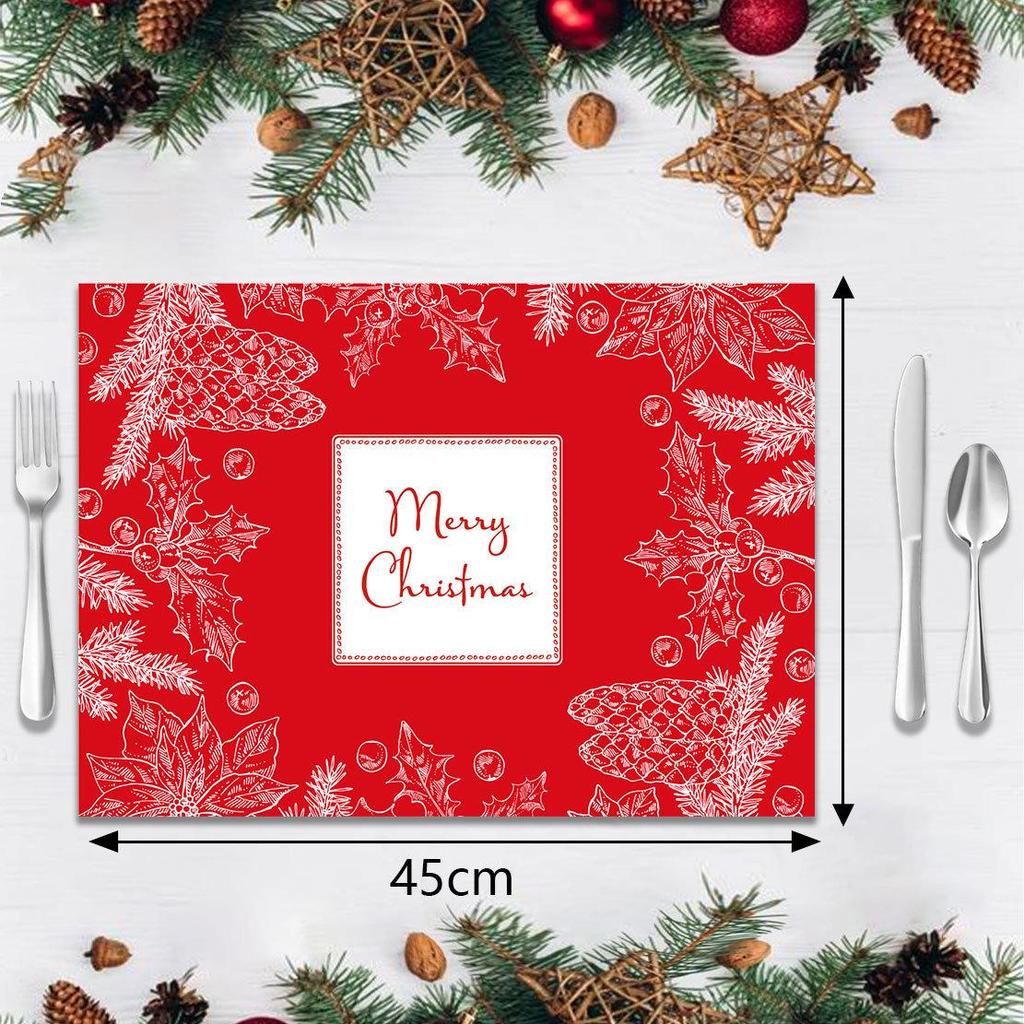 Festliches Weihnachtsdruck Leinen-Stil Hitzebeständiges Tischset Set