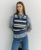 Deonseuteu Unisex Crafted Striped Knit Vest_Udsw6B123_Blue / Cream