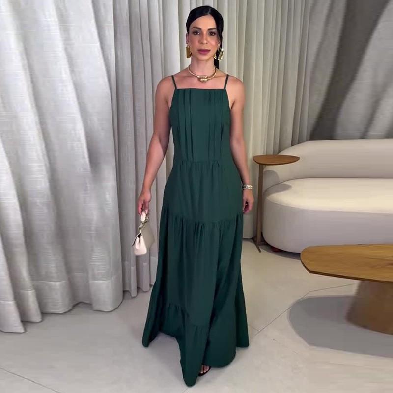 2026 Womens Elegant Sleeveless Wrap-Style Maxi Dress Vacation XS