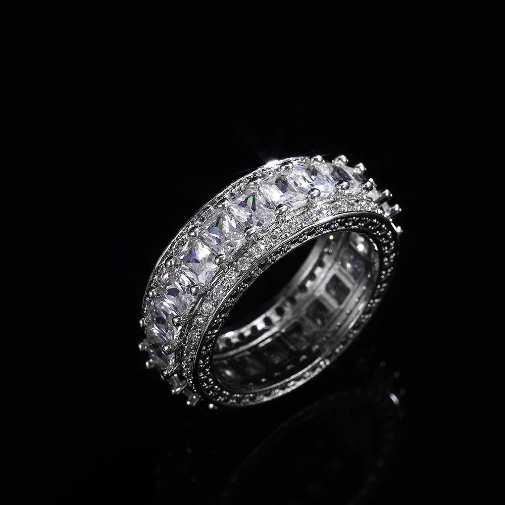Classic Women Band Sterling SIlver Ring 5A Clear Cubic Zircon Fine Stackable Vintage Luxury for Women Engagement