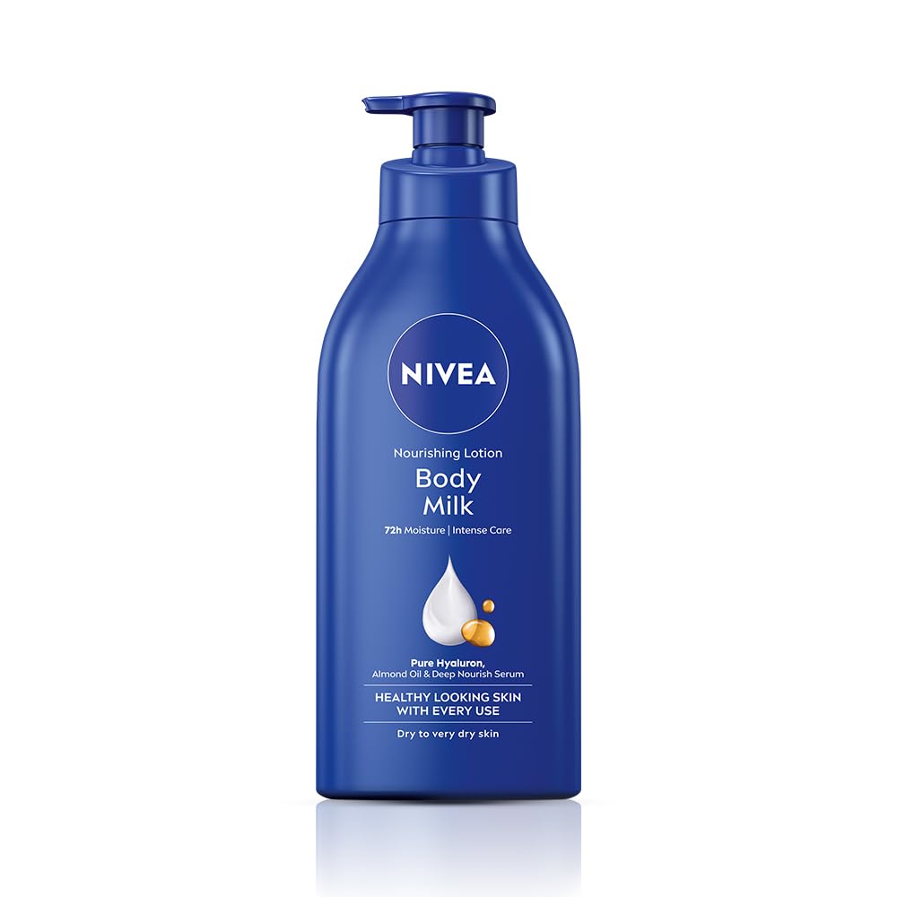 NIVEA Nourishing Body Milk 600ml Body Lotion with Hyaluronic Acid | 72Hr Hydration | Deep Moisture Care for Very Dry Skin