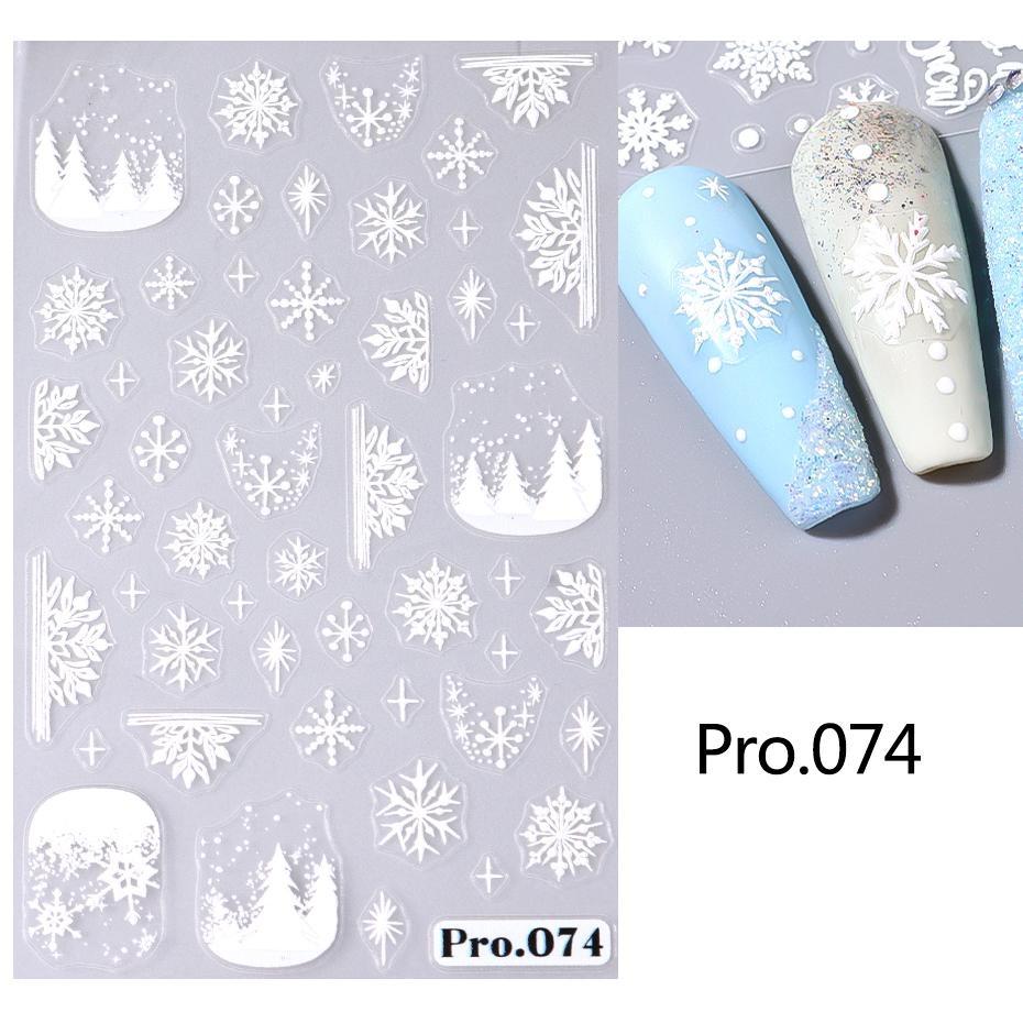 Winter 5D Nail Stickers White Snowflakes Flowers Geometric Lines Stars Adhesive Decals New Year Nail Art Charm Foils Decor LAPro