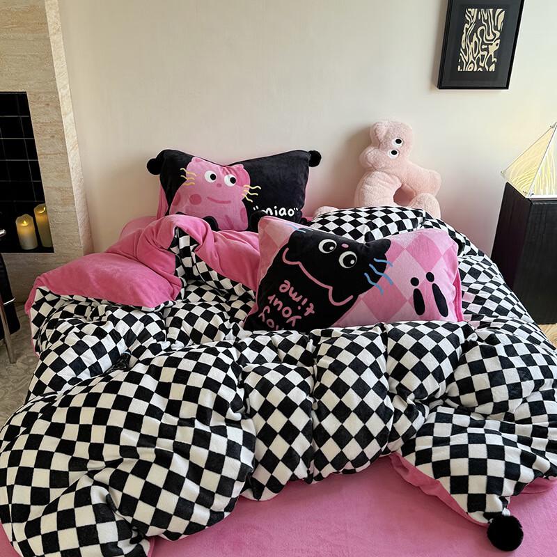 OEING Winter Thickened Milk Velvet Bedding Set