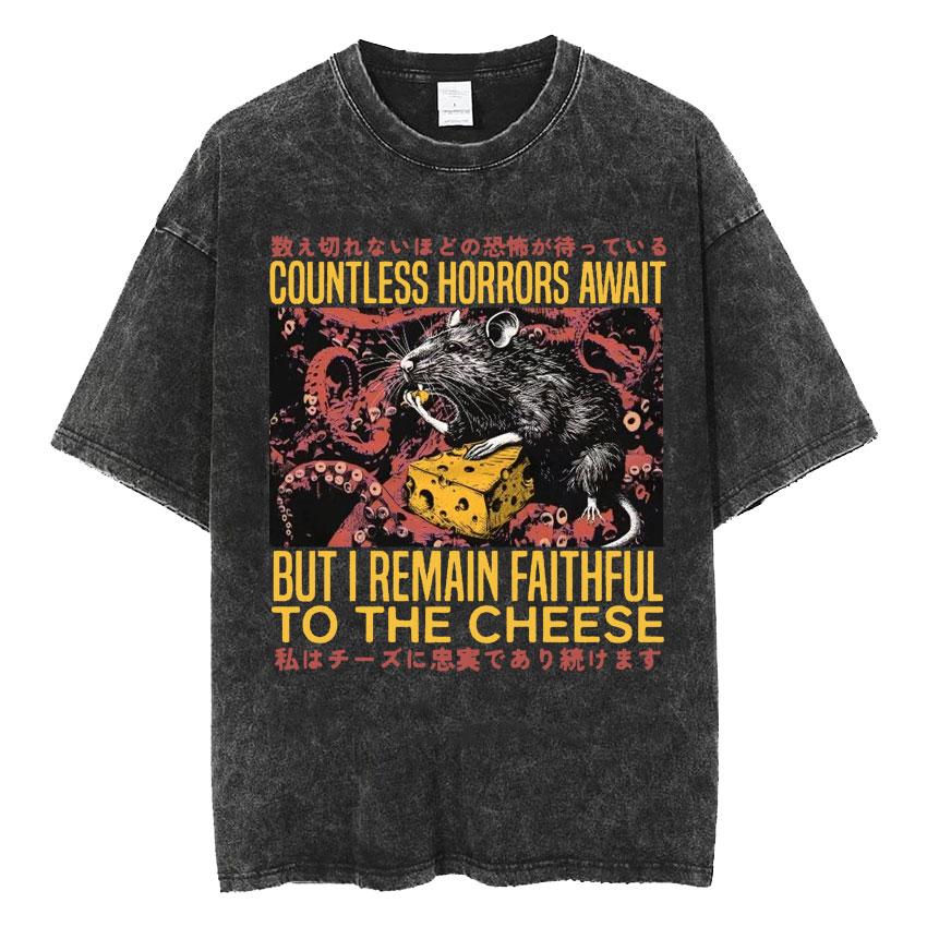 New Arrival Washed The Horrors Are Never Ending Yet I Remain Silly Funny Japanese Style Frog Men Clothing Top Tees Mens TShirt