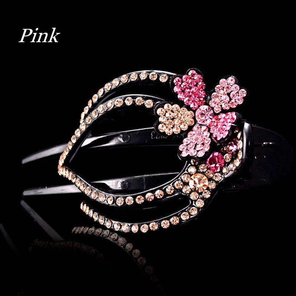 Shiny Hairpins Flexible Headwear Rhinestone Hair Clip Heart  Flower Acrylic Hollow Claws