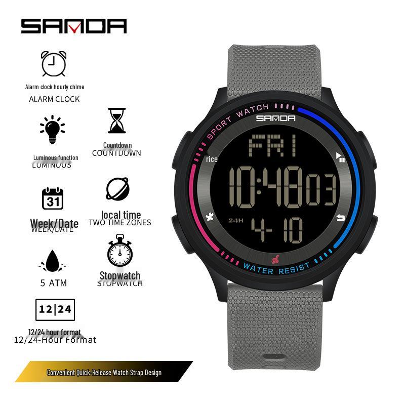 Sanda Leuchtende Wasserdichte Unisex Multifunktionale Armbanduhr: Trendig & Modisch für Jugendliche