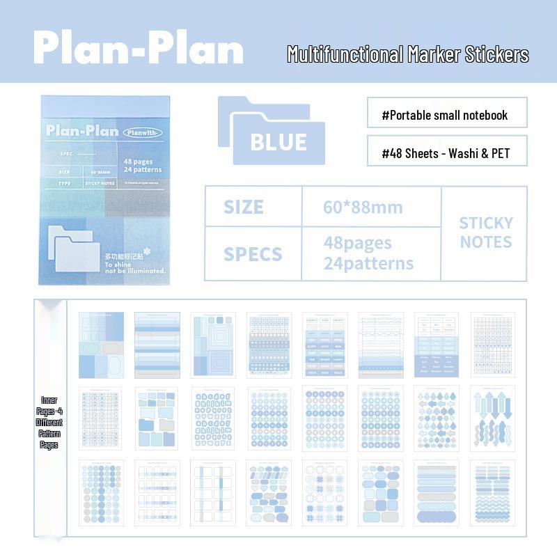 Planwith Logical Multi-functional Marker Stickers: Portable Writing & Classification Index for Planners & Notebooks