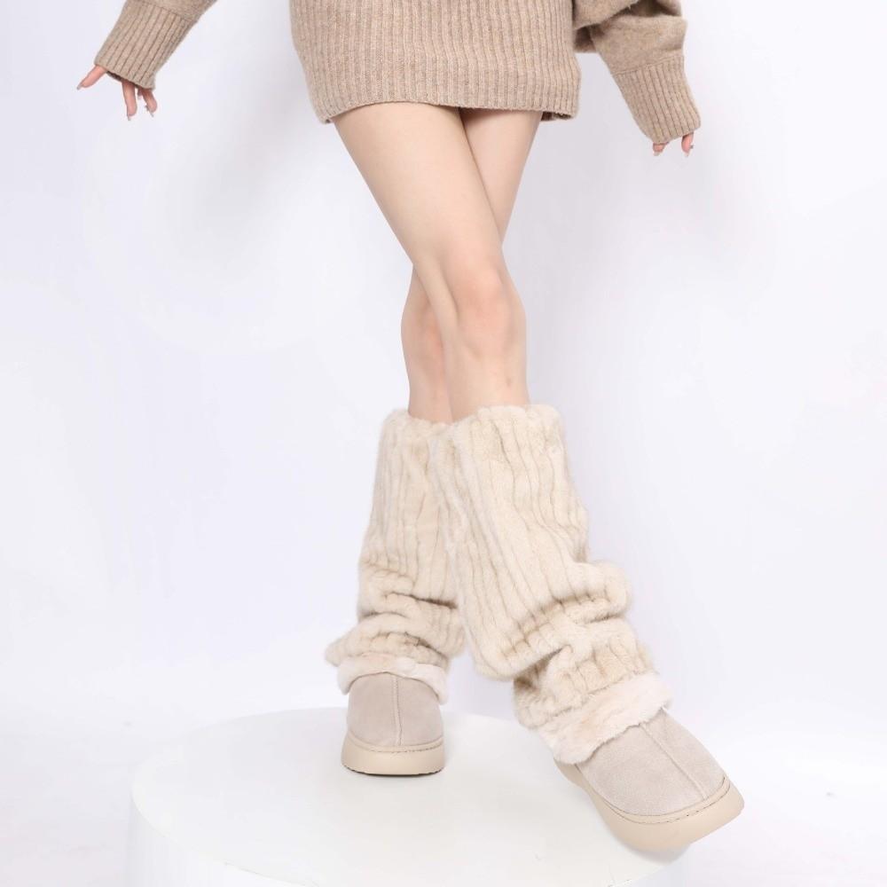 25/40/50cm Lolita Boots Cover Faux Fur Long Tube Sock Harajuku Style Furry Leg Warmers Women