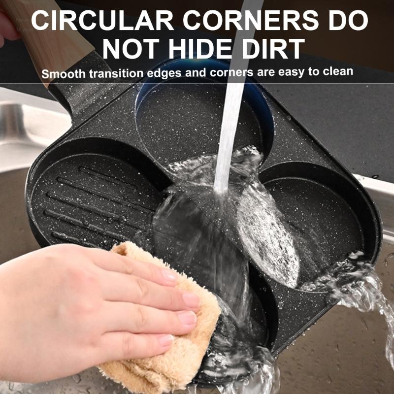 Multifunctional Eggs Frying Pans Nonstick 3 Sections Skillets for Breakfast Heat Resistant Handle Omelette Cooking Pans