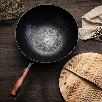 Thickened Cast Iron Pan 32cm Cookware Pan Durable Iron Wok  for Gas Induction Cooker