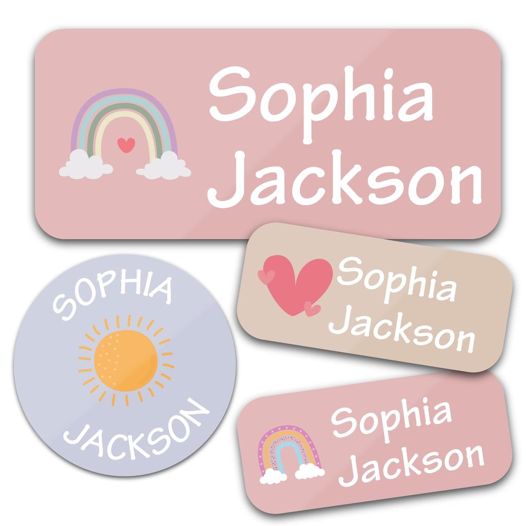 140Pcs Personalized Name Labels Waterproof Custom Stickers 8 Styles For Kids Bottle Lunch Box Clothes Backpack