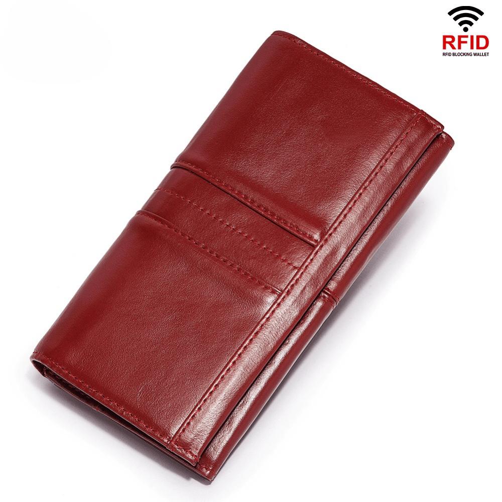 Porte-monnaie long anti-vol RFID pour femme multi-cartes porte-monnaie portefeuille femme red, multicolore