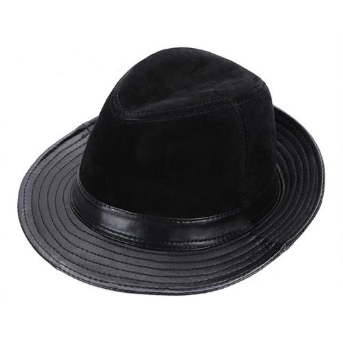 

Big Size Men Real Genuine Sheepskin Leather Cowboy fedora Hats Fashion Large Natural Leather Cap Hat Sheep Leather Caps XL 56cm