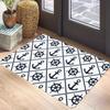 Navy Blue Anchor & Sailboat Print Carpet Mat Rug for Living Room Bedroom Indoor Home Decoration Modern Nautical Design Floor Mat