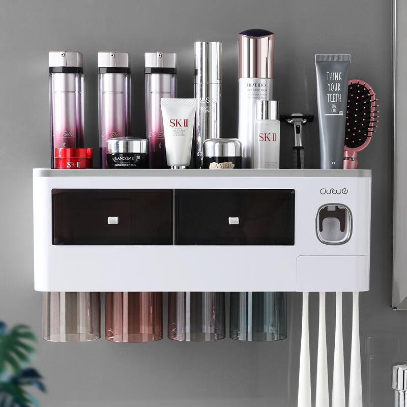 Wall-Mounted Toothbrush Holder with Automatic Toothpaste Dispenser