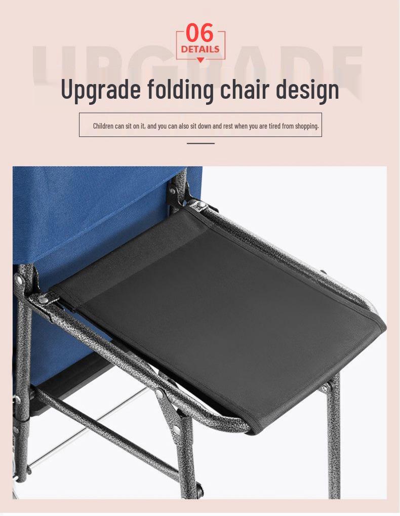 Foldable Stair-Climbing Shopping Cart with Seat for Home Use - Ideal for the Elderly