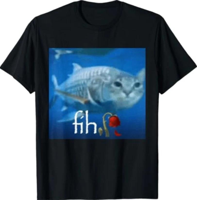 Fih Meme Funny Cat Fish - Ai Fish Cat Meme Trend Fih T-Shirt L