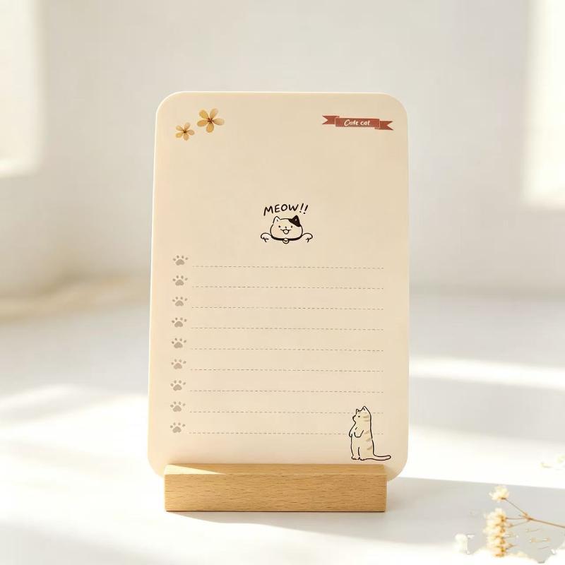 2027 Süße Katze Blühende Blumen Schreibtisch Schreibtischkalender Holzsockel 12 Malerei Kunstkarten Monatsplaner Home Office Schuldekor