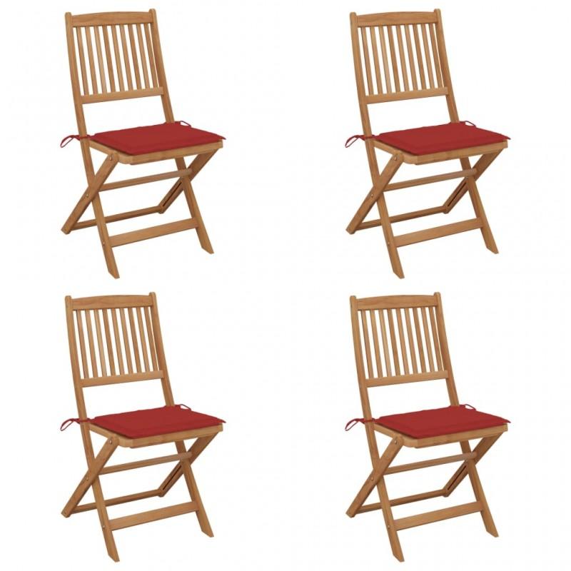 Day and Night - Day and Night Folding Garden Chairs 4 Units and Cushions Solid Acacia Wood