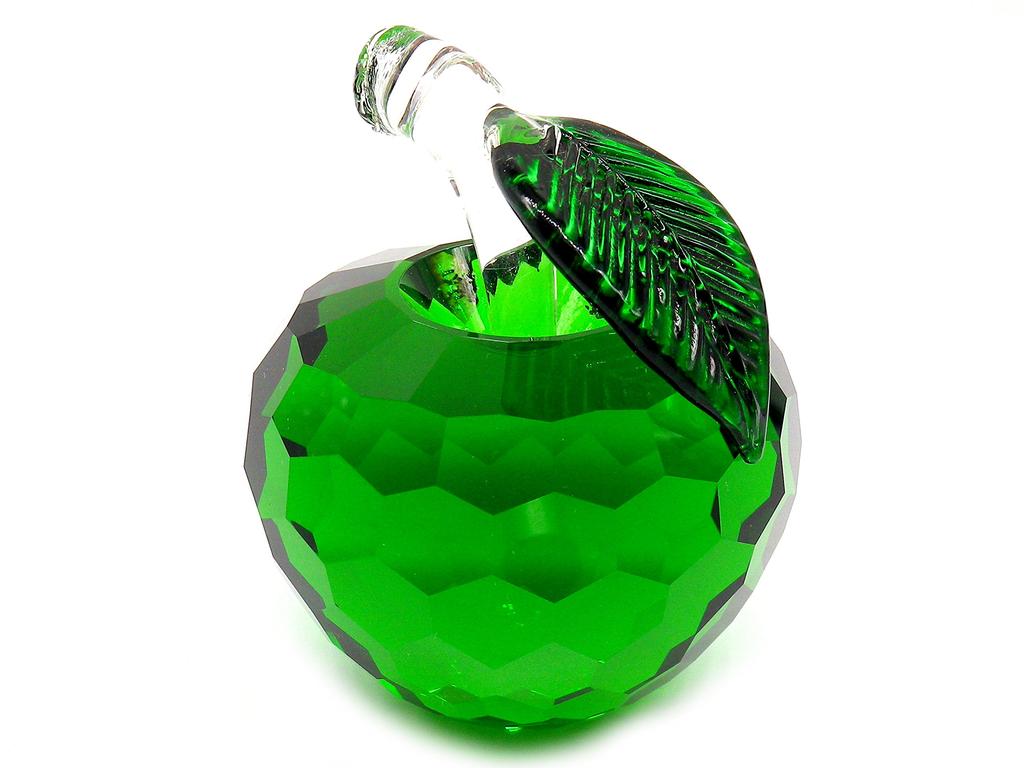Crystal Glass Apple Feng Shui 60mm Green [KKD] Figurine, Suncatcher,
