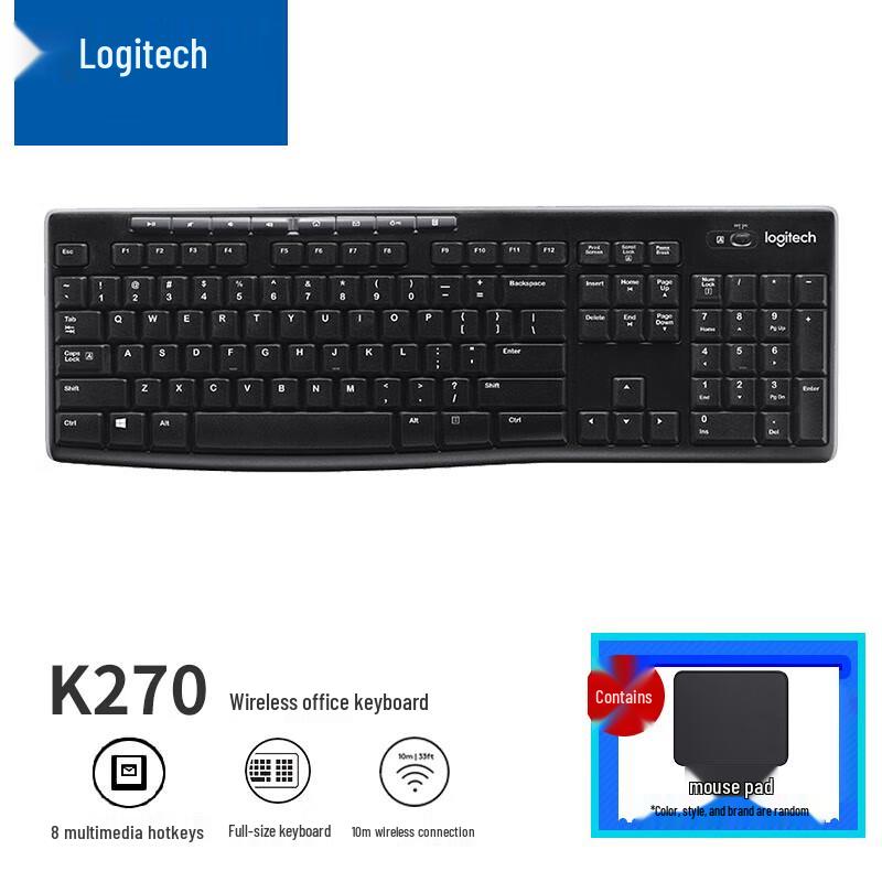 

Logitech K270 Wireless Full-Size Keyboard with Mouse Pad