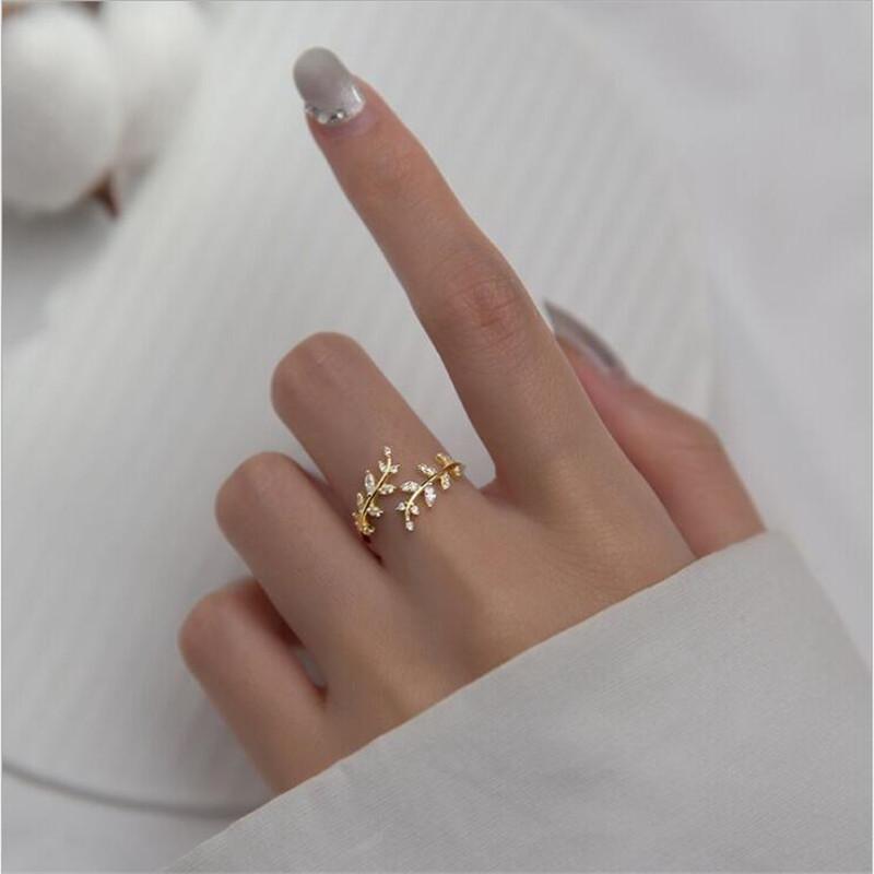 Stylish Diamond Leaf & Branch Open Ring for Women