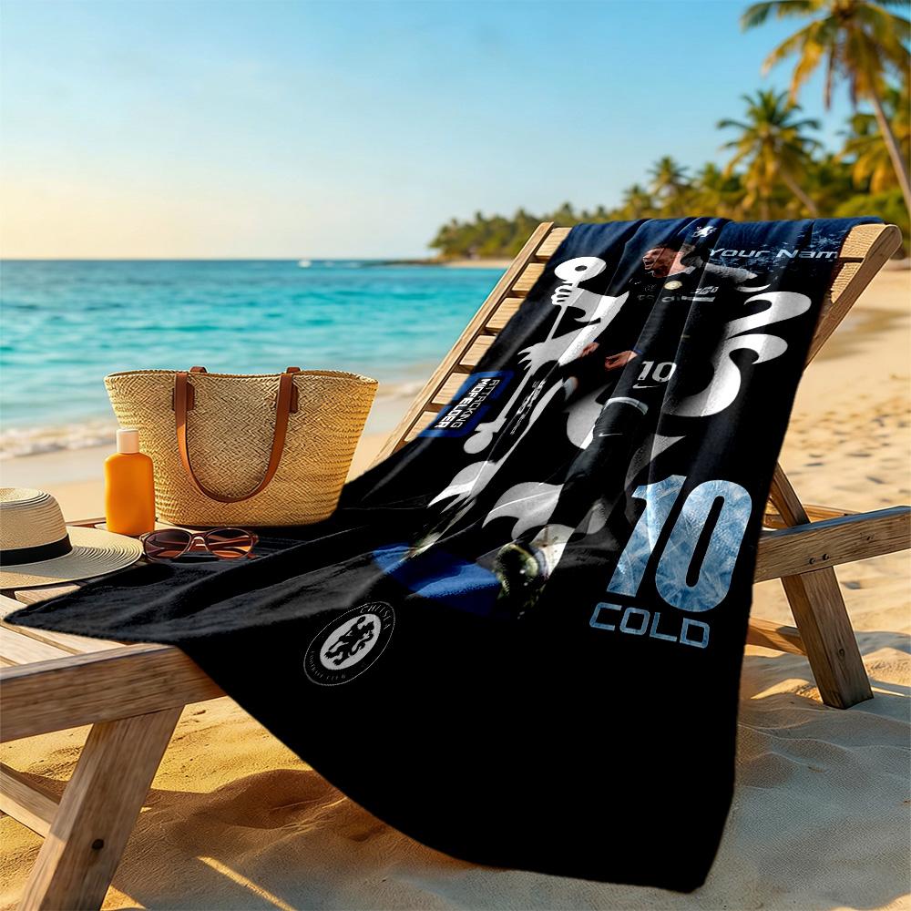 Chelsea Fc Football Player Customize Text Beach Towel Soft Durable Quick-Dry Perfect for Traveling Yoga Camping and Swimming