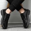 2024 New Men's Versatile Casual Black Leather Shoes Trend Outdoor Breathable Shoes Lace Up Driving Hiking Shoes for Man