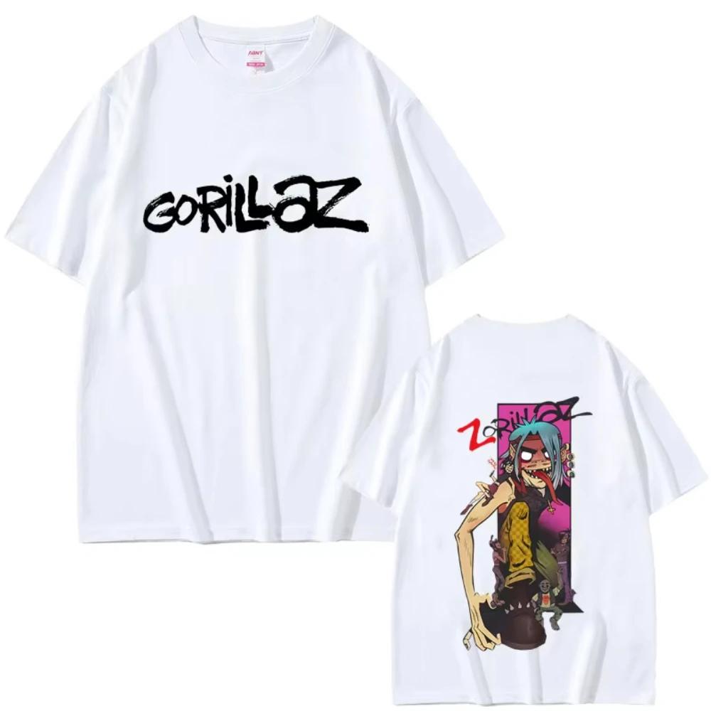 

Футболка с принтом группы Gorillaz, унисекс, женская, хип-хоп, рок, модная, оверсайз, уличная одежда, женская, высокое качество, мягкий хлопок, футболка с коротким рукавом S