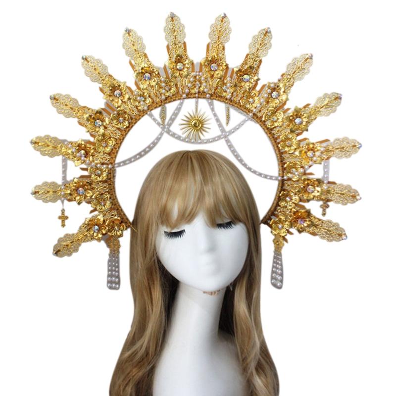 Baroque Luxury Hair Hoop Headwear Gothic Crown Material Package Goddess Pearl Headband Hair Accs for Women Photo