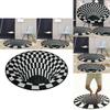 Luxurious Oval Black White Grid 3d Illusion Vortex Bottomless Hole Non-slip Carpet