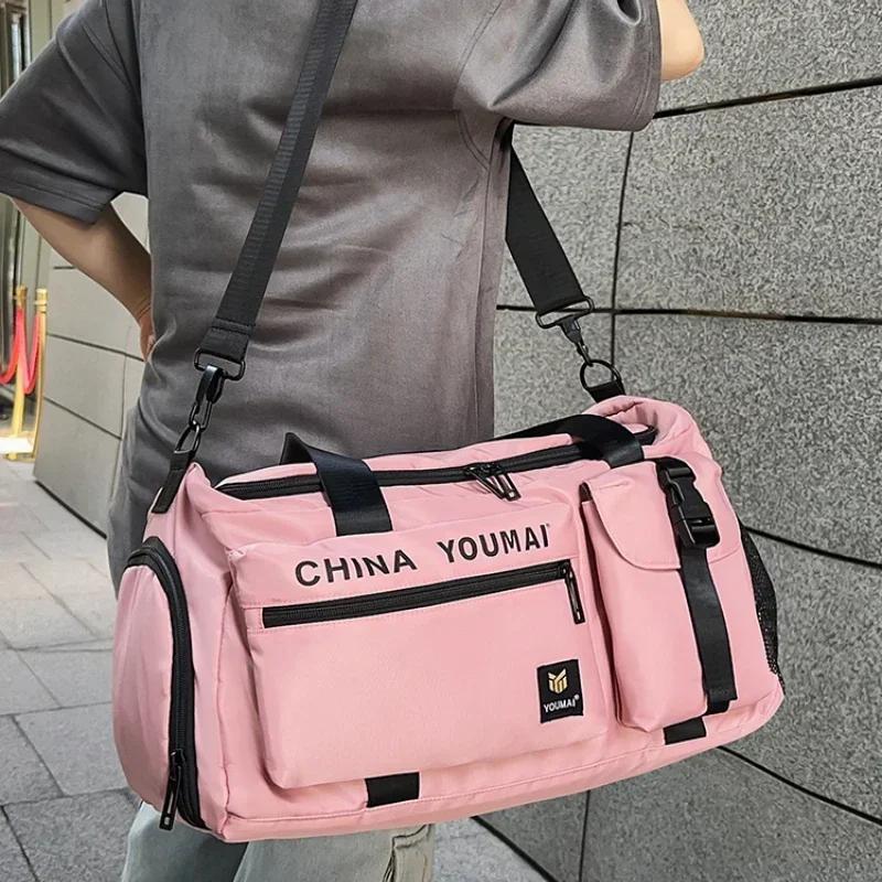 Casual softback large capacity travel duffels stitch line sewing high quality for women zipper travel nylon bags