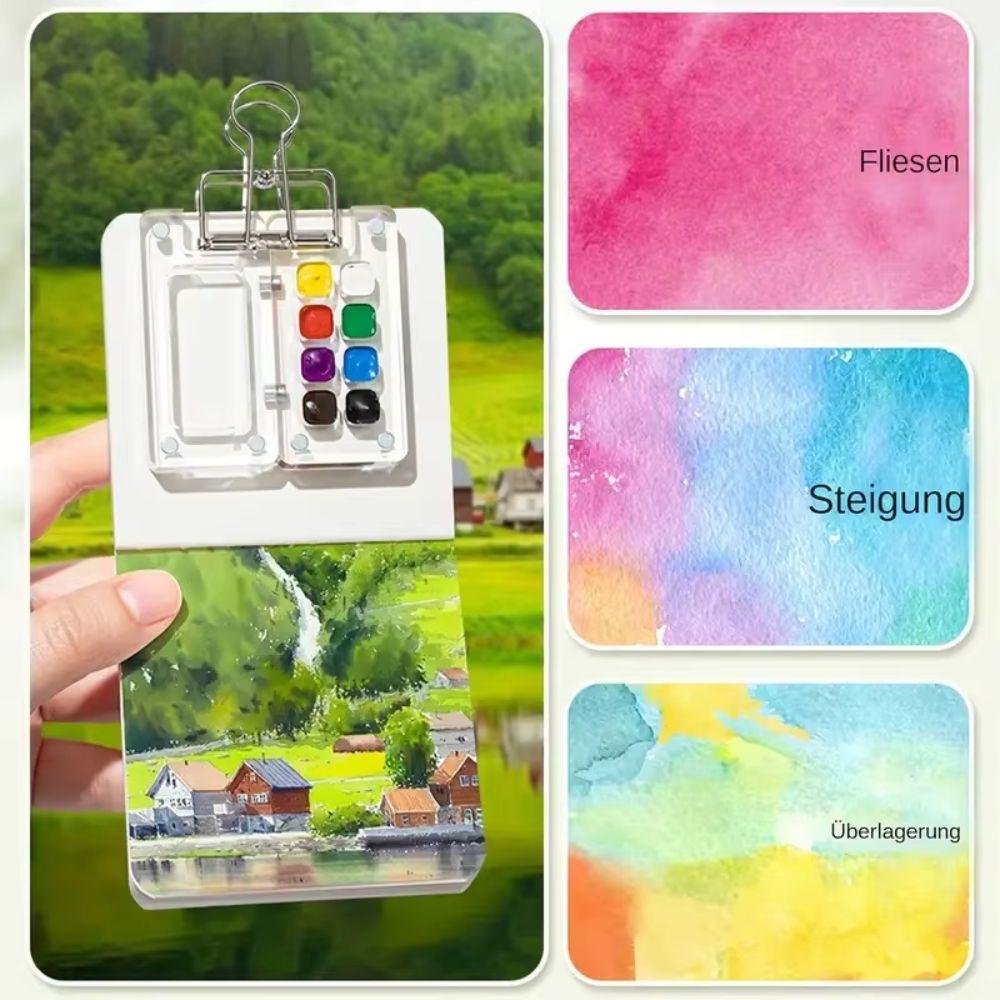 8-Felder Mini-Aquarellpalette Paletten Mini-Farbschale Outdoor-Skizzieren